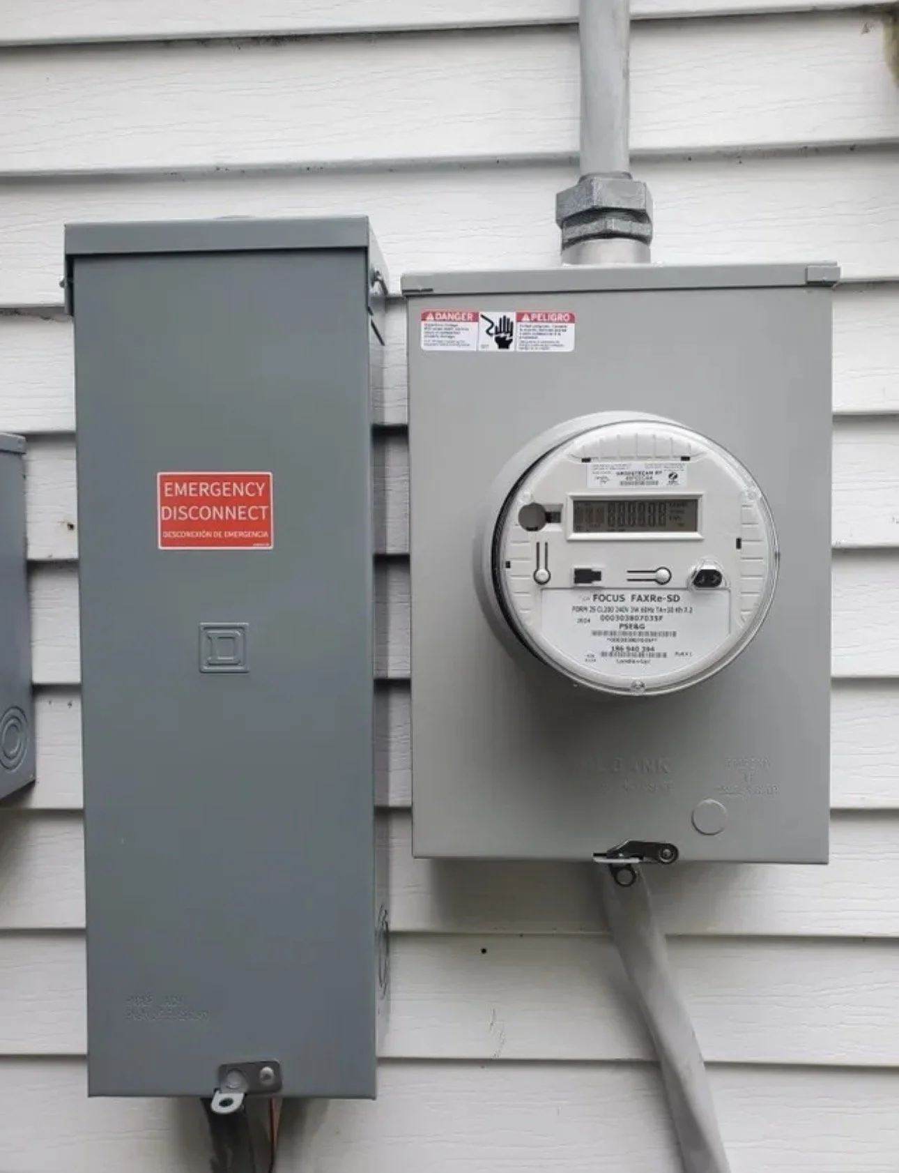 Outdoor electrical meter and emergency disconnect panel